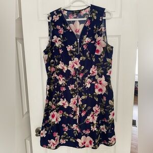 Navy Floral Midi Dress